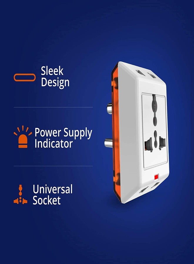 Wipro 3 Way Multiplug Adaptor with 1 Universal Sockets |Inbuilt Surge Protection & Power supply Indicator | Compact & Light weight | 6Amp Multiplug socket for Home, Office | Pack of 2 (White) - Image 3